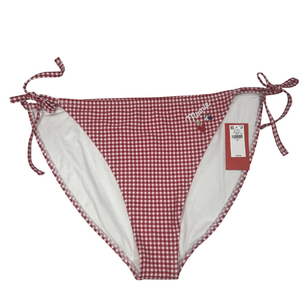Old Navy Women 3X String Bikini Bottom Minnie Mouse Red White Gingham New Tags